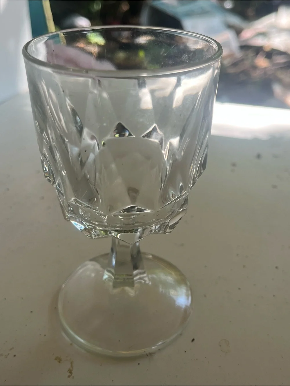 Crystal Cut Glass Goblet - Clear Stemmed Wine Glass